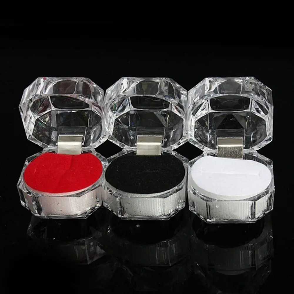 Transparent Crystal Ring Box Portable Earrings Brooch Storage Box Jewelry Storage Box W241019
