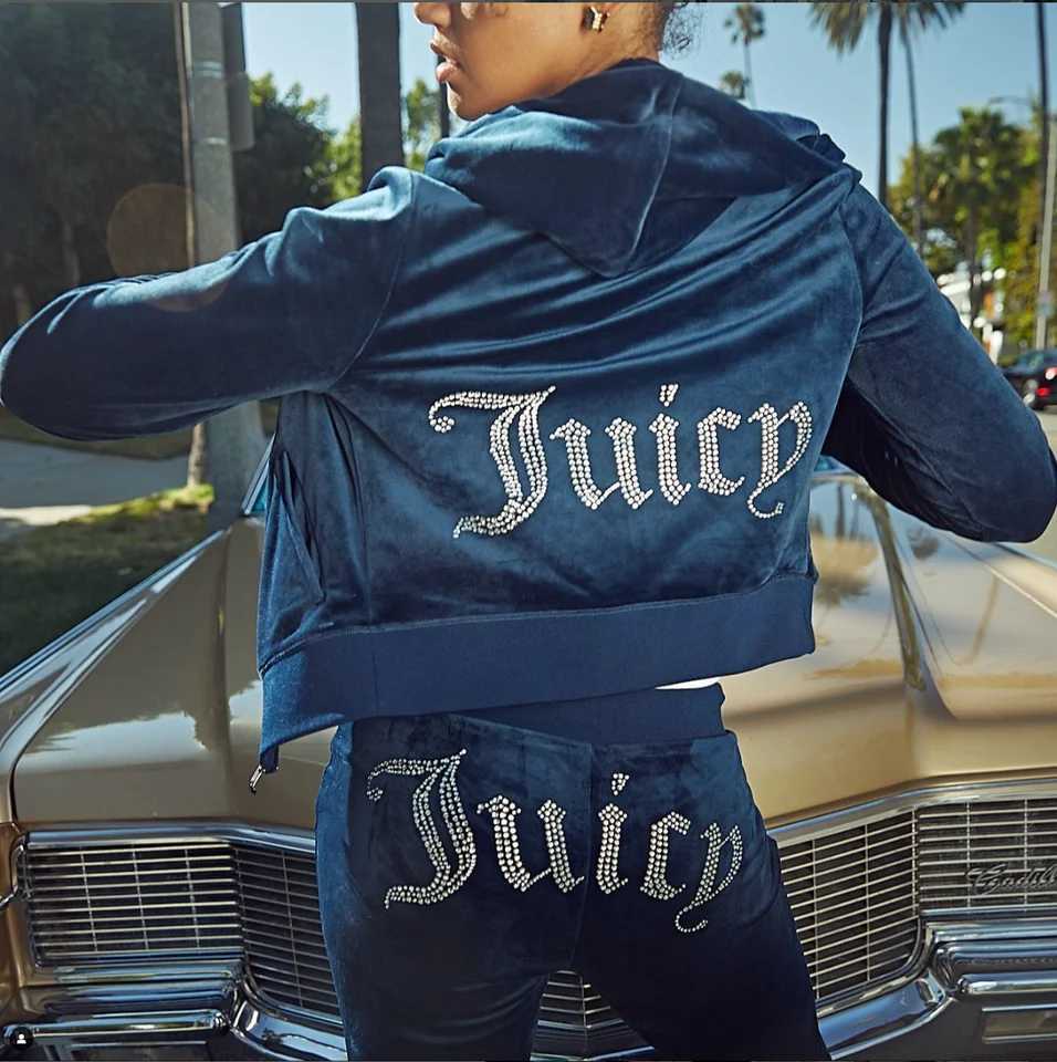 Women's Two Piece Pants Juicy retro classic style velvet sportswear 2 pieces of womens velvet sportswear and pants with diamond crystal Y241019HH
