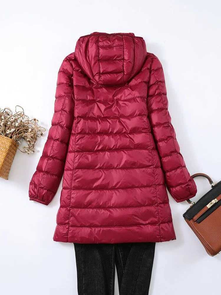 0-10 Korean Style Women Hooded Puffer Jackets 2024 Autumn Winter Ultra Light Female Hood Detachable Duck Down Coat Thin ParkasX241019