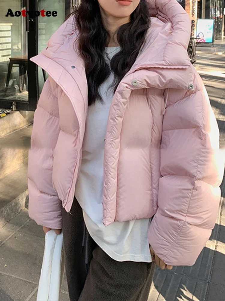 Women's Down Parkas Aotvot Winter Coat Womens Parkas Hoodie Thick Cut Warm Casual Loose Jacket Korean Autumn/Winter Fashion Cotton Parkas Y241019