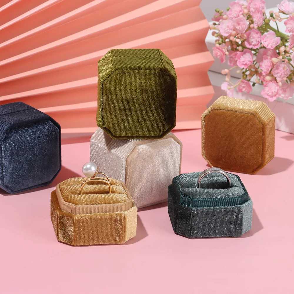 Velvet Bead Treasure Box Octagonal Display Gift Box with Removable Ceiling Storage Double Loop Container Necklace Earring Box W241019