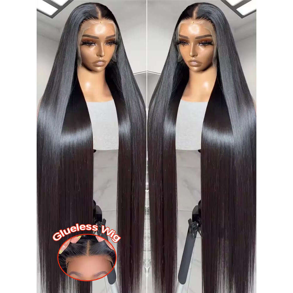 Straight 13x6 200 Density HD Transparent Frontal Wig 5x5 30 32 40Inch 13x4 Lace Front Human Hair Brazilian Closure Glueless
