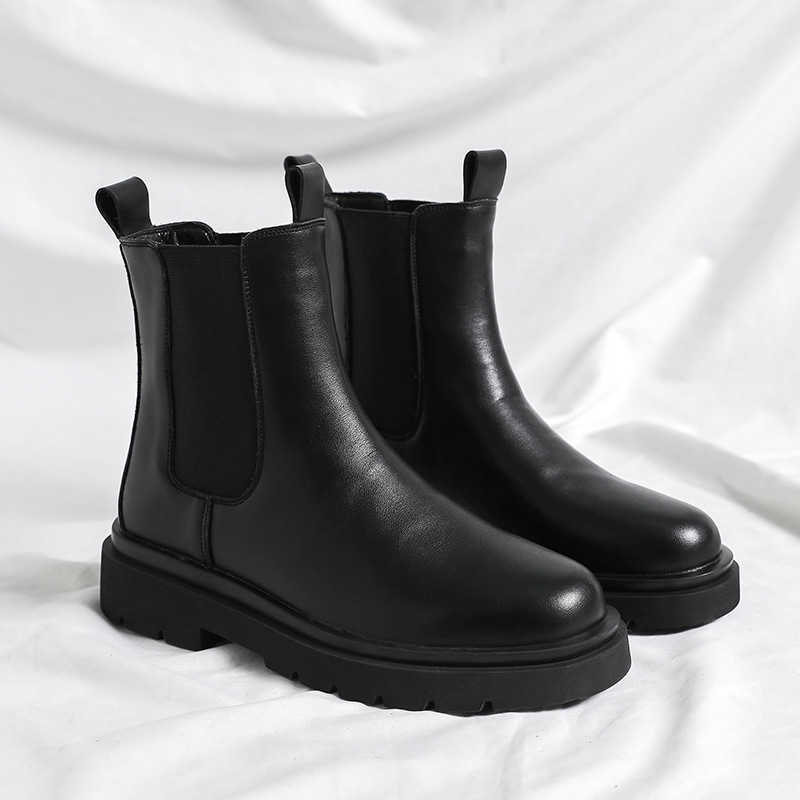 Martin Boot Large Autumn Winter Ankle Boots Mens Korean Chelsea Mens Boots 46 English Style Plush High Top Shoes Fashion Boots 240927