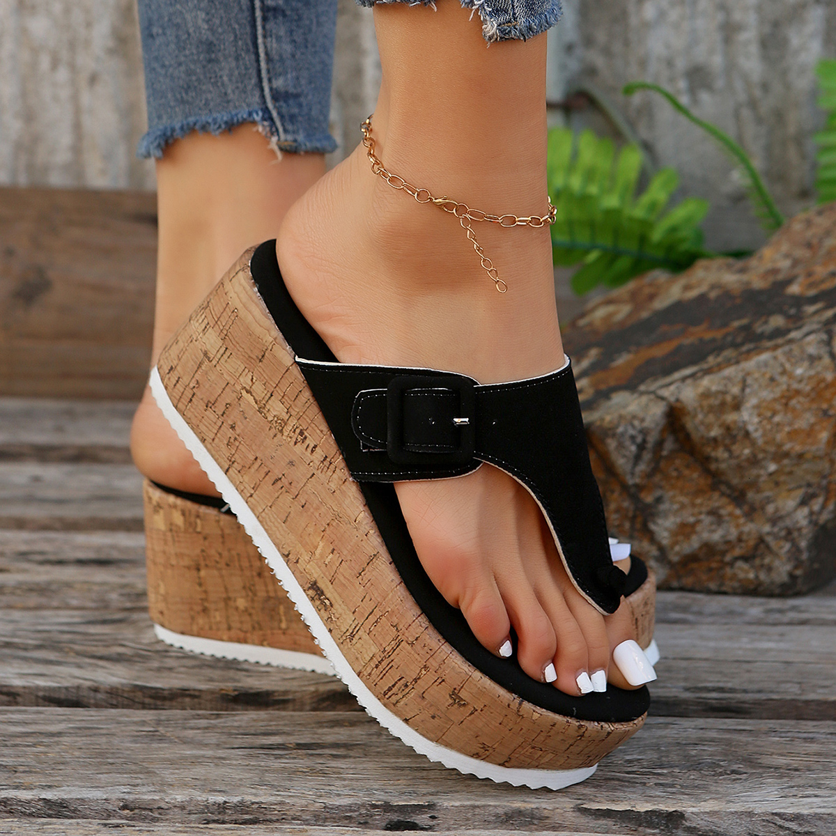 Women S Slippers Summer Flip Flops Female Wedge Platform Sandals Ladies Non Slip Thick Bottom Casual Black Pink Large Size Shoes Ddmywed ddmythur