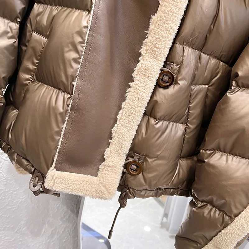 Parkas Womens Down Korean Style Lambswool Warm Jacket Long Sleve Cotton Jacket Fashionable And Elegant Womens Winter Jacket Basic Jacket Womens Jacke 