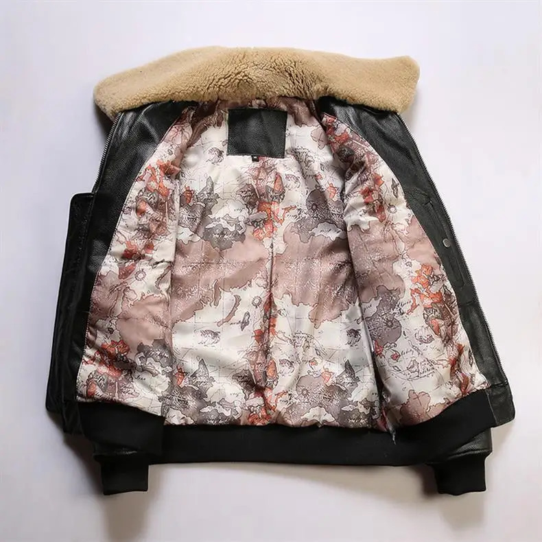Men Pilot Genuine Leather Jacket Fashion 17 mark G1 pilot jacket Wool Collar Cowhide Winter Coats 241018