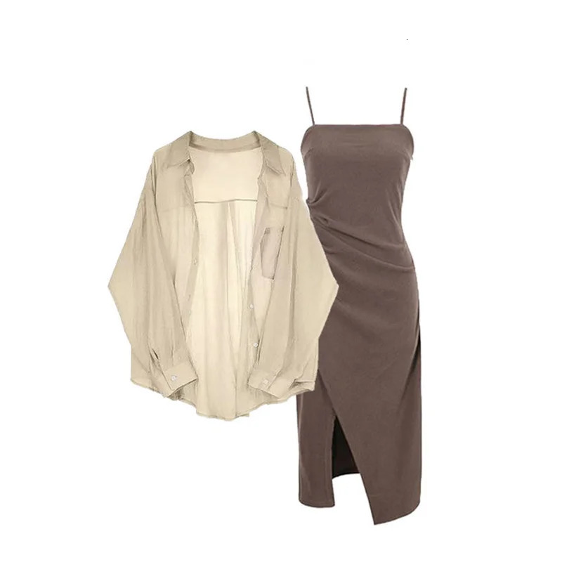 Womens Summer Set Fashion Ultra Thin Set with Sunscreen Chiffon Shirt Lifting Two Piece Set 241018
