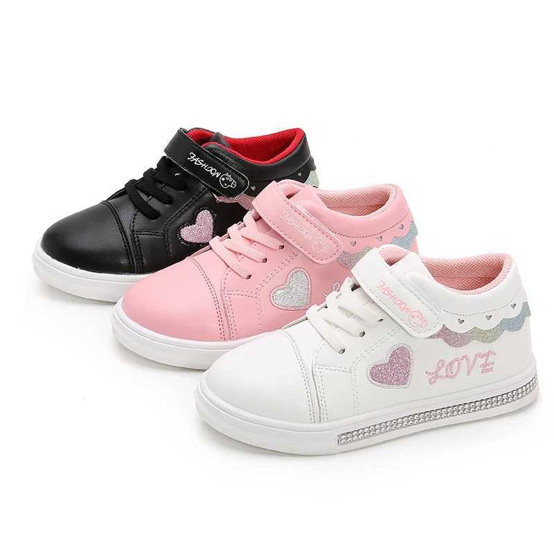 Athletic Outdoor Childrens Shoes School Girls Pu Tennis Shoes Cute Printed Princess Big Childrens Casual Sports Shoes Fashion Soft Robot White Shoes N