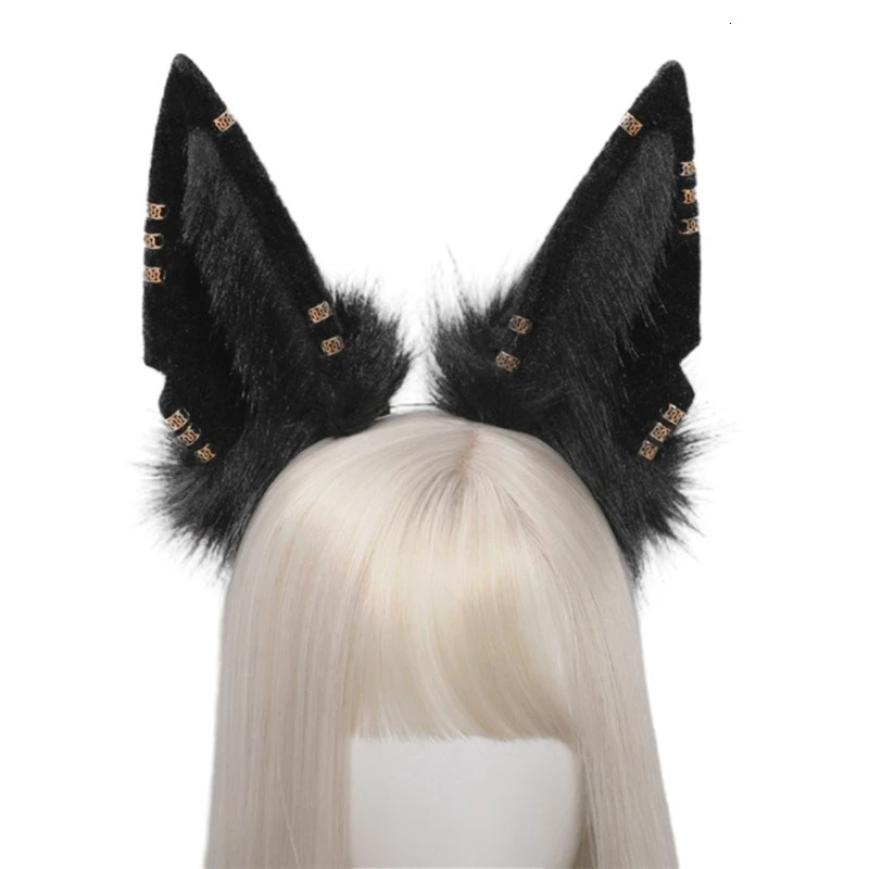 F42F Female Animal Wolf Ears Head Plush Hair Fur Headband Anime Halloween Christmas Role Playing Accessories 241018