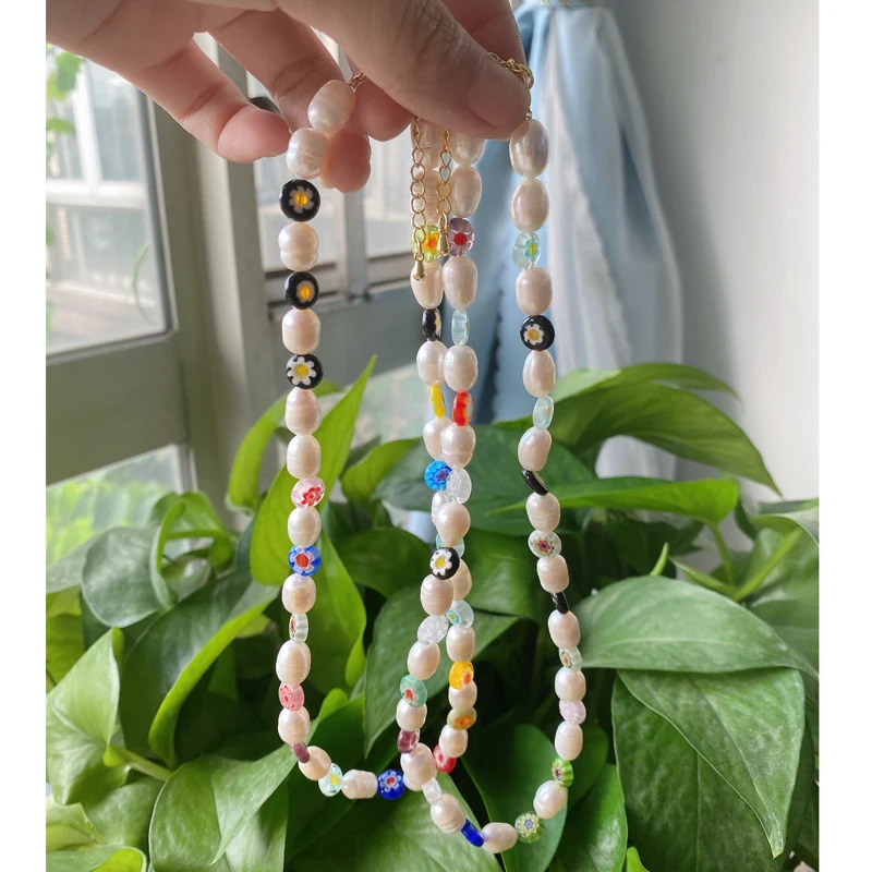 Handmade Turkiye Eye Freshwater Pearl Eye Soft Polymer Clay Bead Necklace 241018