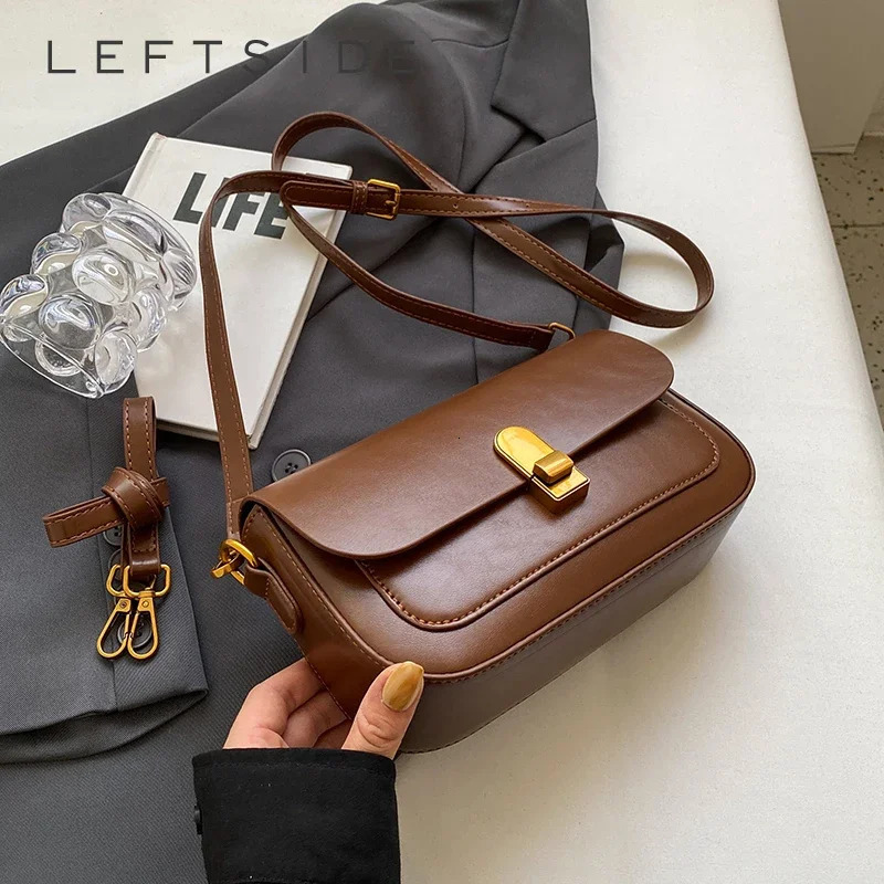 LEFTSIDE Fashion Mini Flip Pu Leather Cross Body Bag for Women Trend er Simple Solid Color Handbags and Wallets 241018