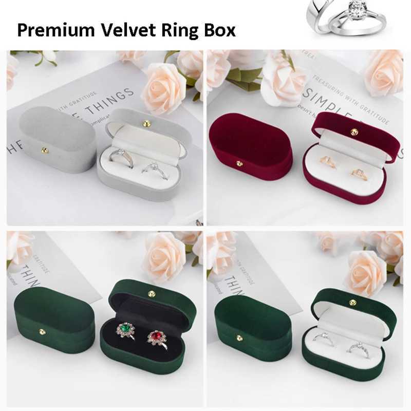 Wedding ring packaging box earring bracket velvet engagement couple ring Valentines Day gift dual ring storage display box W241019