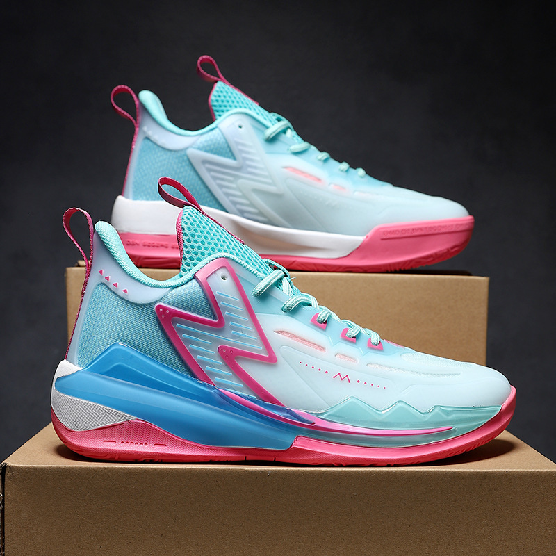 Night light basketball men's high top boots, tennis top, student practical sneakers, cement floor sports shoes, a pair