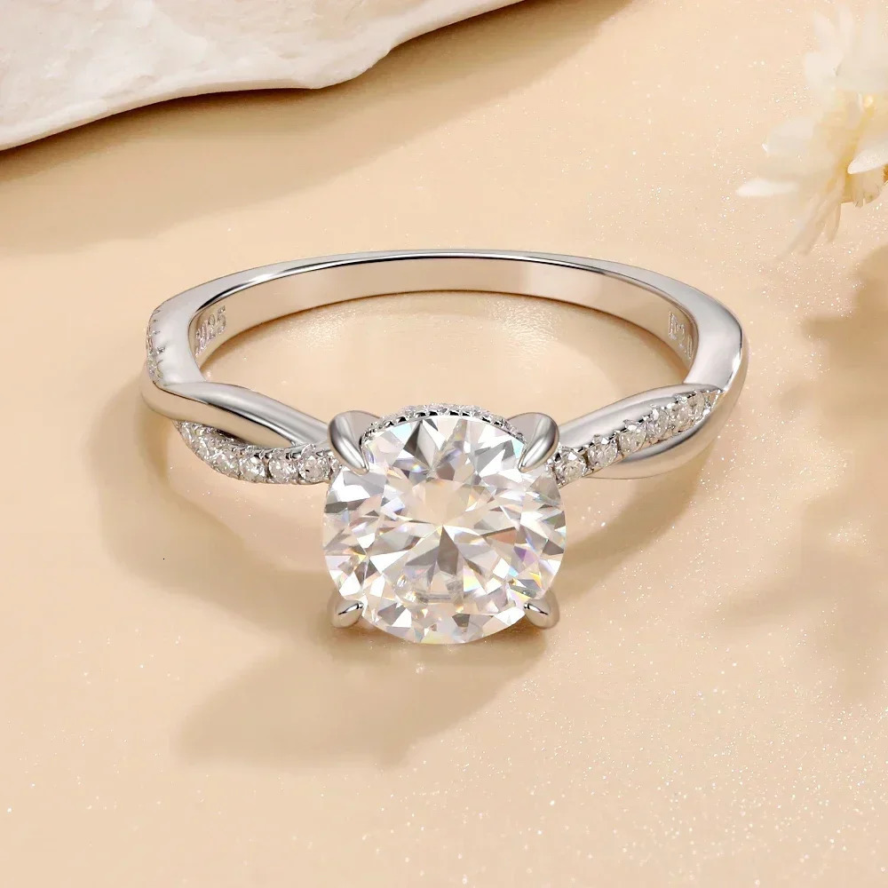 Real card ring 925 sterling silver 2CT laboratory diamond engagement ring for women round cut D VVS1 jewelry gift 241007