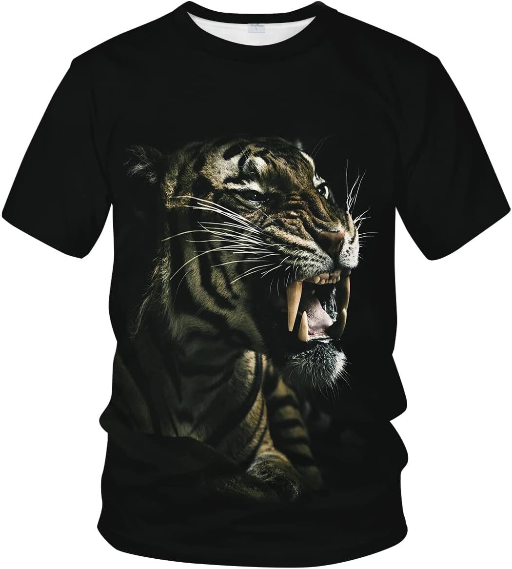Mens T shirt Men's Tiger Roar Cool Shirt Animal Lover Gift T-Shirt tee Casual tops summer clothes Fashionable and breathable