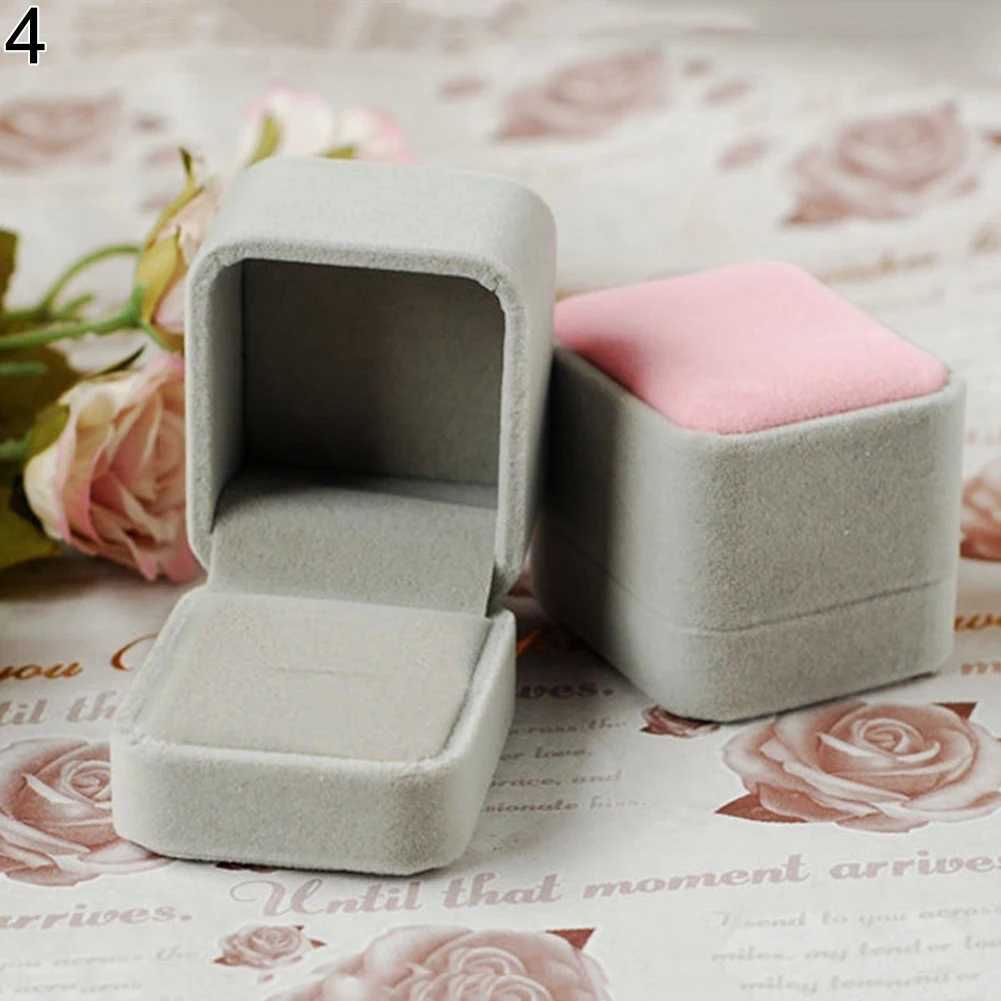 1 square wedding flannel earring ring box jewelry display box stand gift box amazing organizer W241019