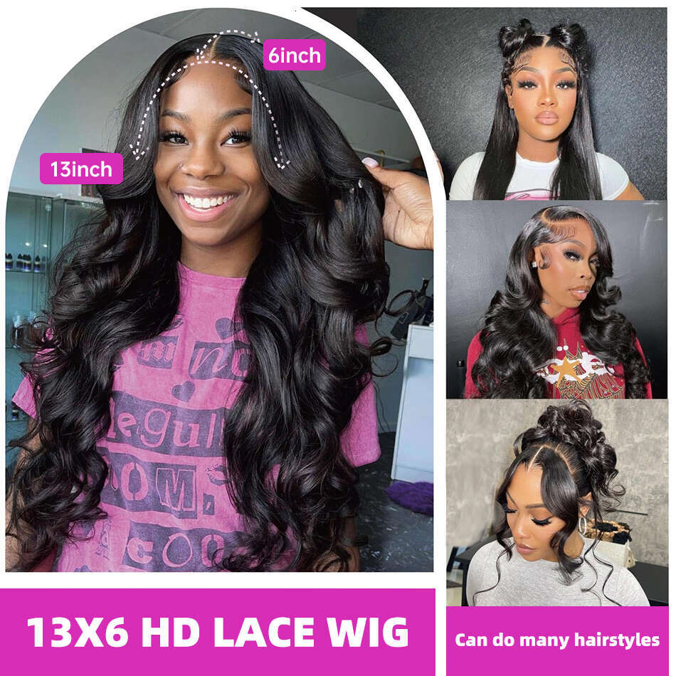 30Inch Brazilian Body Wave 200 Density 13x6 HD Transparent Front Wigs 13x4 Frontal Human Hair 5x5 Lace Closure Wig