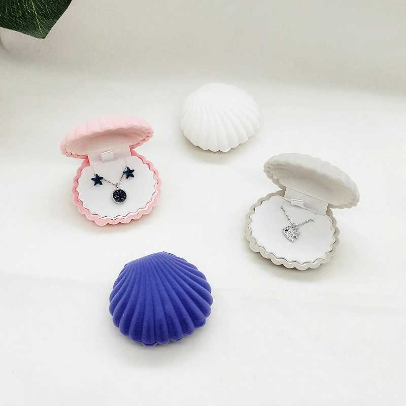 Velvet Flip up Childrens Necklace Earrings Studs Finger Rings Exquisite Shell Sea Star Crown Jewelry Box Bead Box W241019
