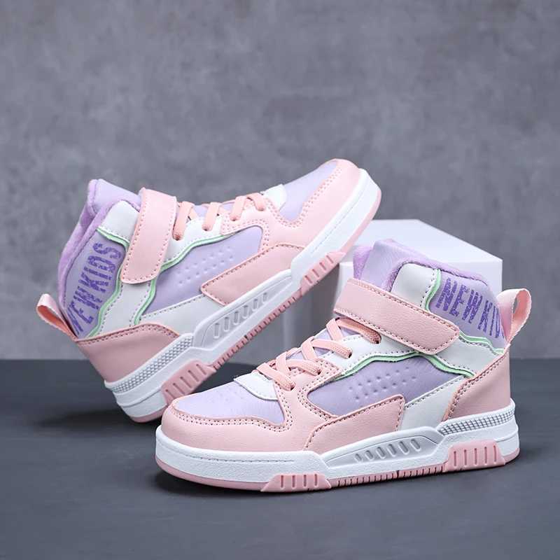 Athletic Outdoor Winter anti slip and warm childrens shoes fashionable and casual high top board shoes H241019
