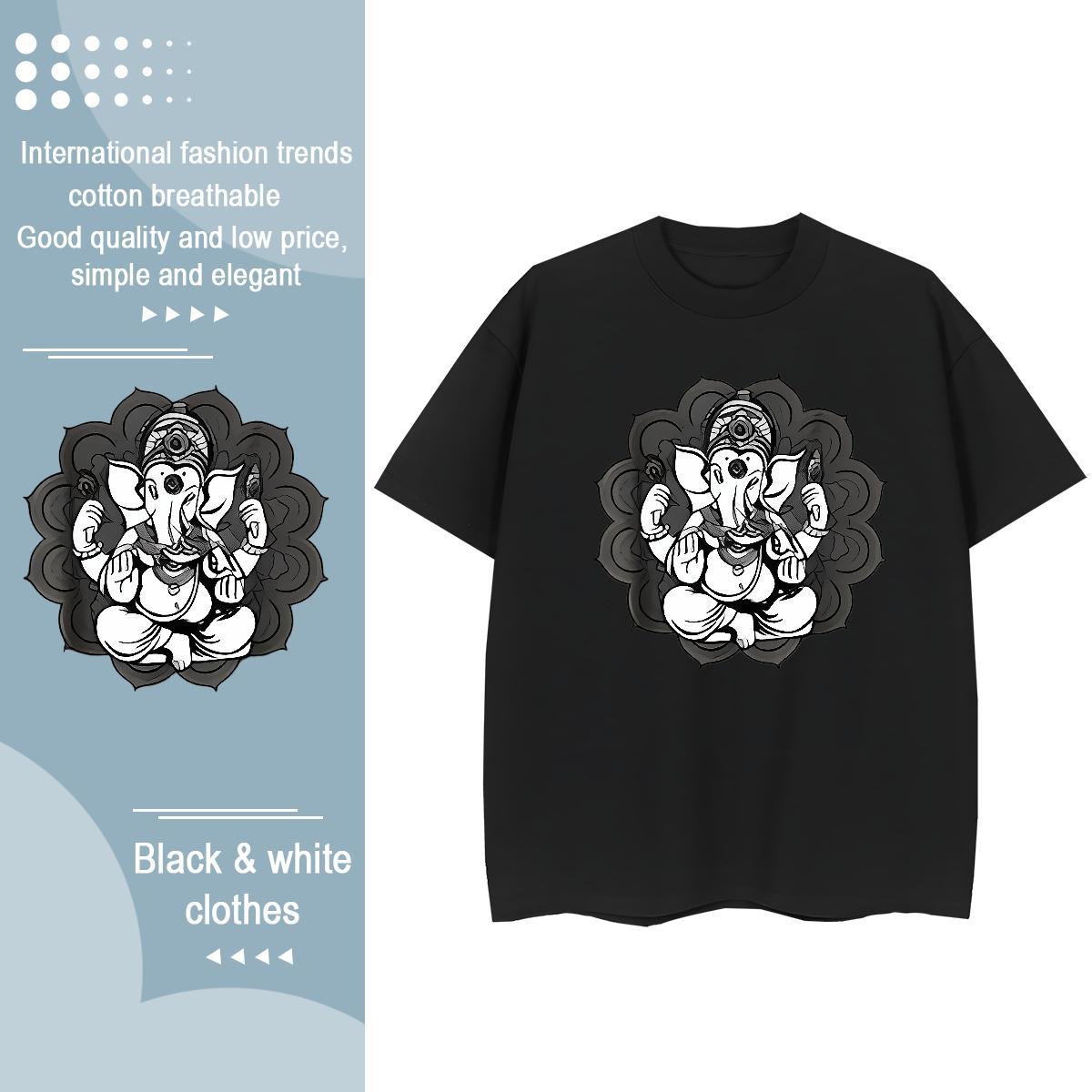2024 DIY T Shirts Women 230g Cotton Crew Neck Casual elephant Unisex Tshirts Brand Custom Cartoon Clothes