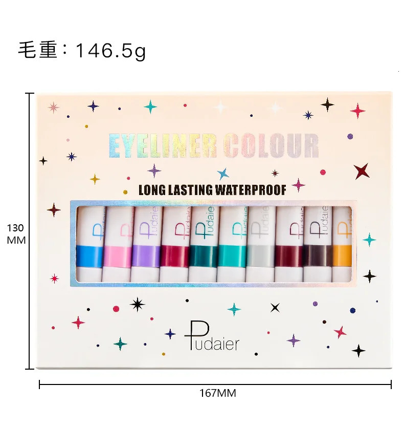 Pudaier 12 color white liquid eye shadow eyeliner pencil set durable waterproof matte nude eye shadow lining 241018