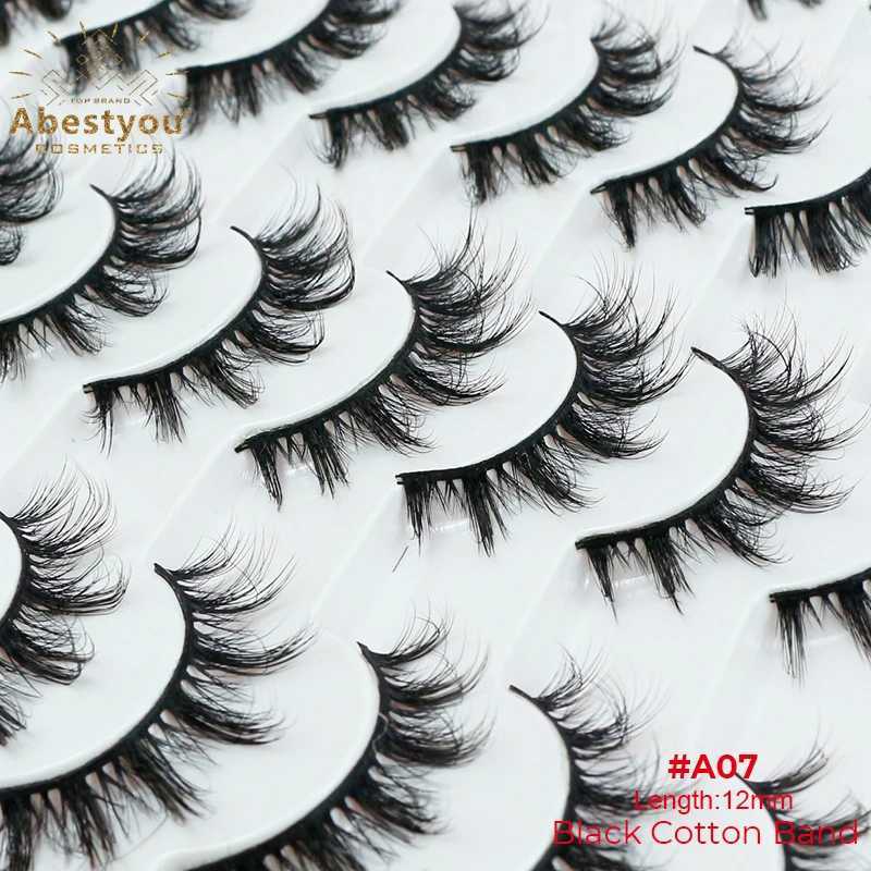 Abestyou 8mm 20Pairs Invisible Strip Soft Clear Band 3D Faux Mink Wispy Eyelash Korea High Quality Short Reusable Lashes Make-upXJ241019