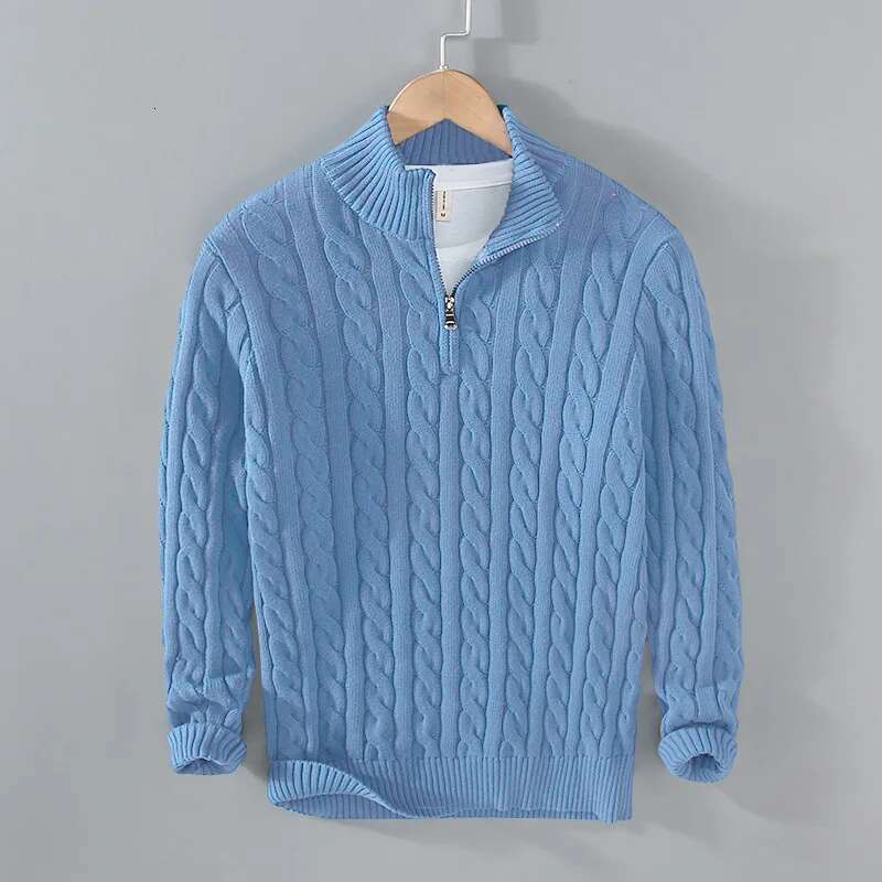 Autumn And Winter New Half High Neck Thickened Thick Needle Men's Zipper Loose Large Versatile Pullover Knitted Sweater