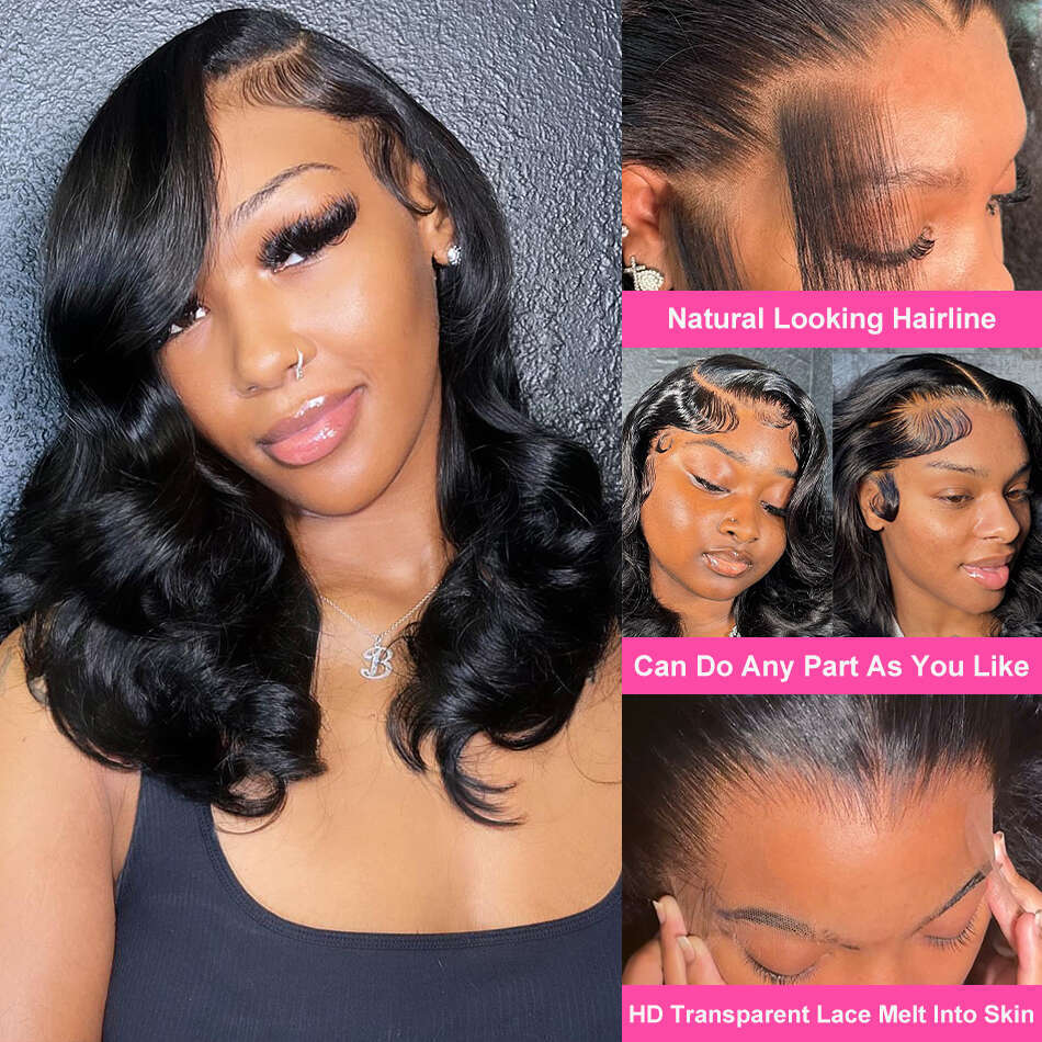 Rosabeauty 250% 13x6 Short Body Bob 13x4 Water Wave Lace Frontal Human Hair Wigs 5x5 Closure Wig For Women