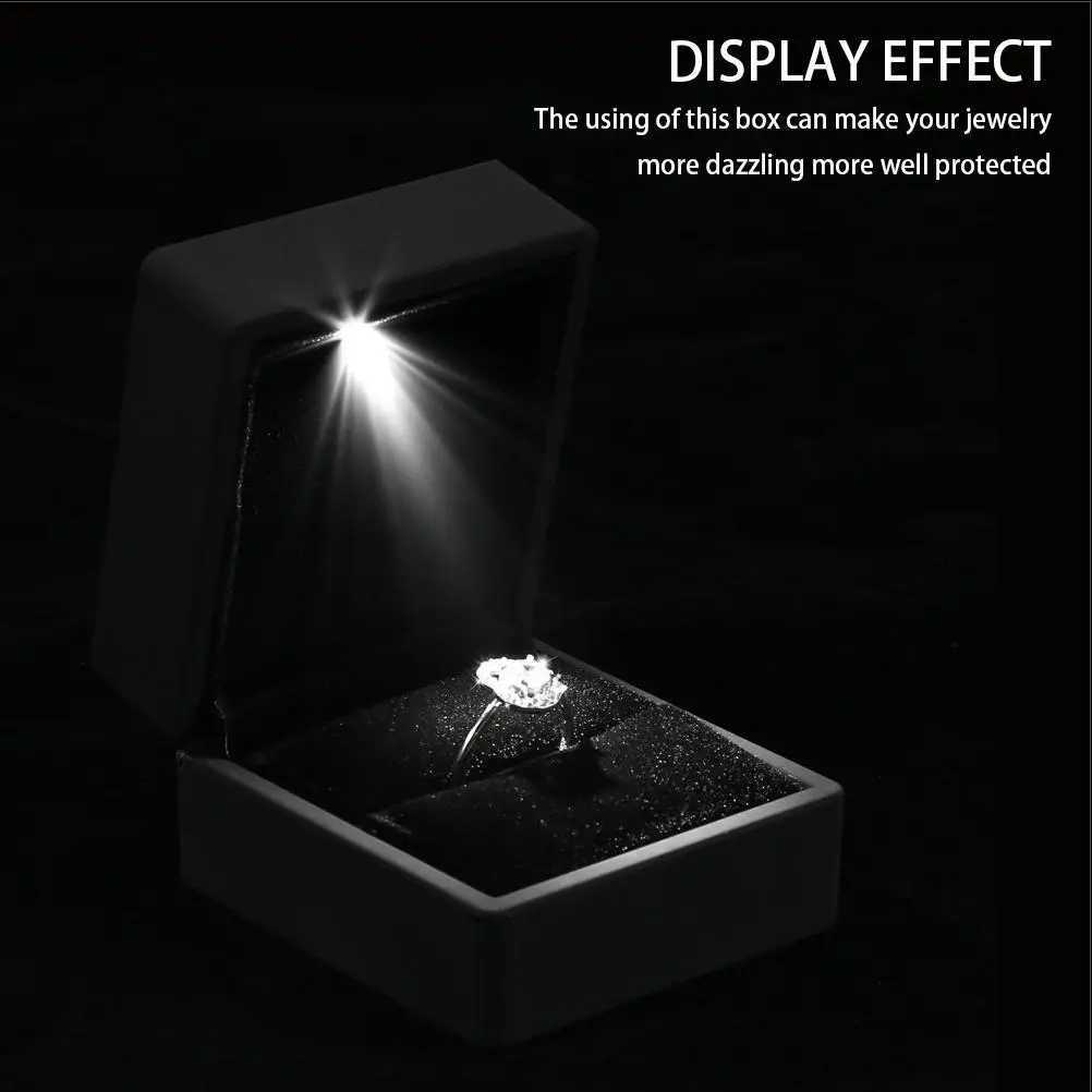 LED ring necklace box engagement ring storage box jewelry display gift box packaging display box lightbox wholesale W241019