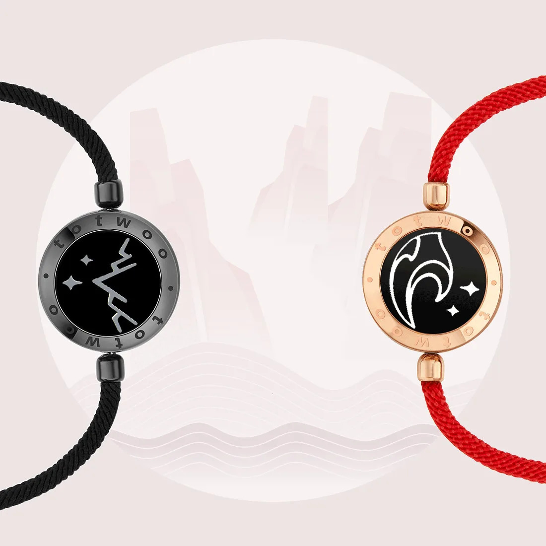TOTWOO Long Distance Touch Bracelets for Couples Vibration Light up for Love Couple Bracelets Mountain Sea Touch Bracelets 241018