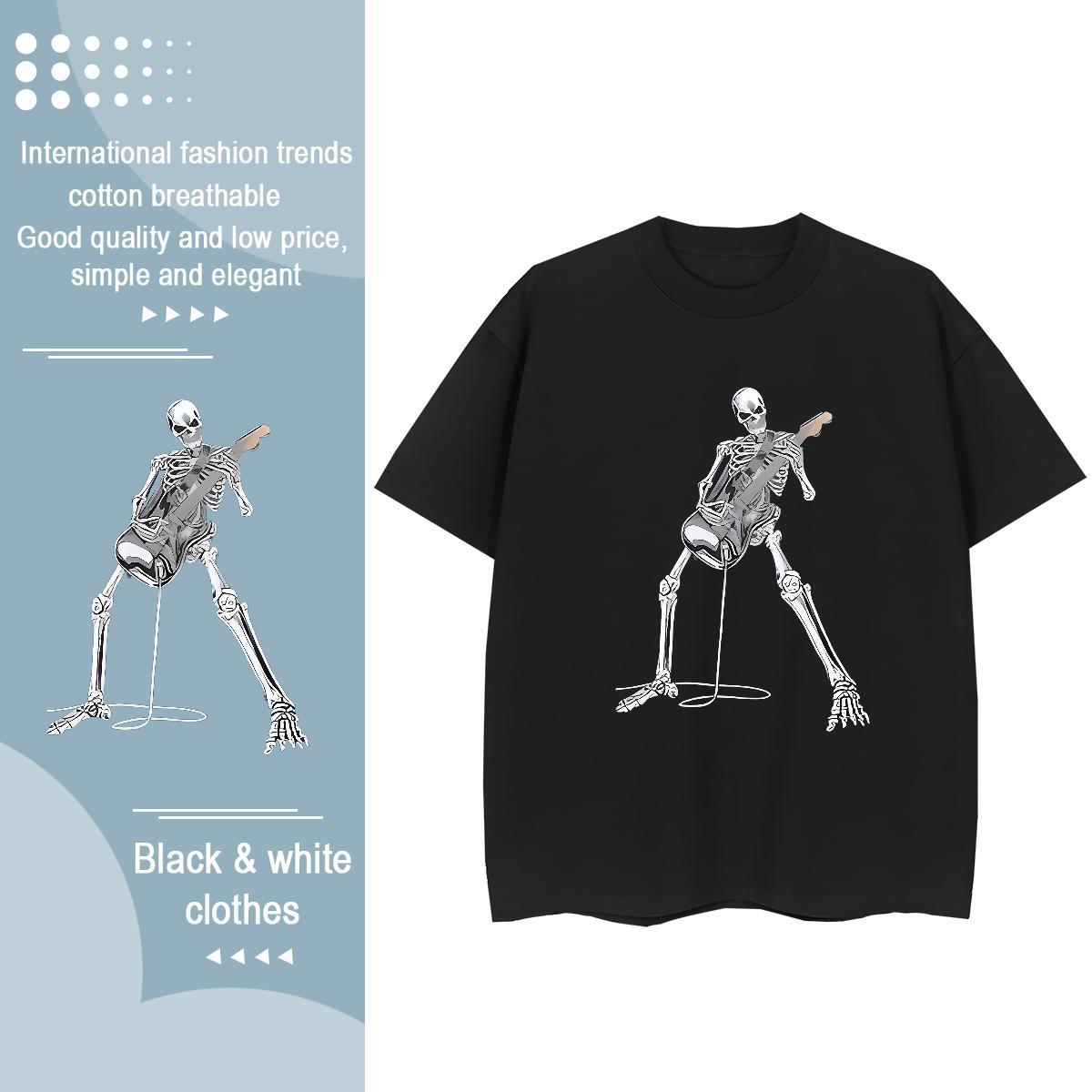 Casual New Women T Shirts 230g Cotton Crew Neck Breathable Outdoor skull Women Tees Free Shipping Plus Size Custom Tops