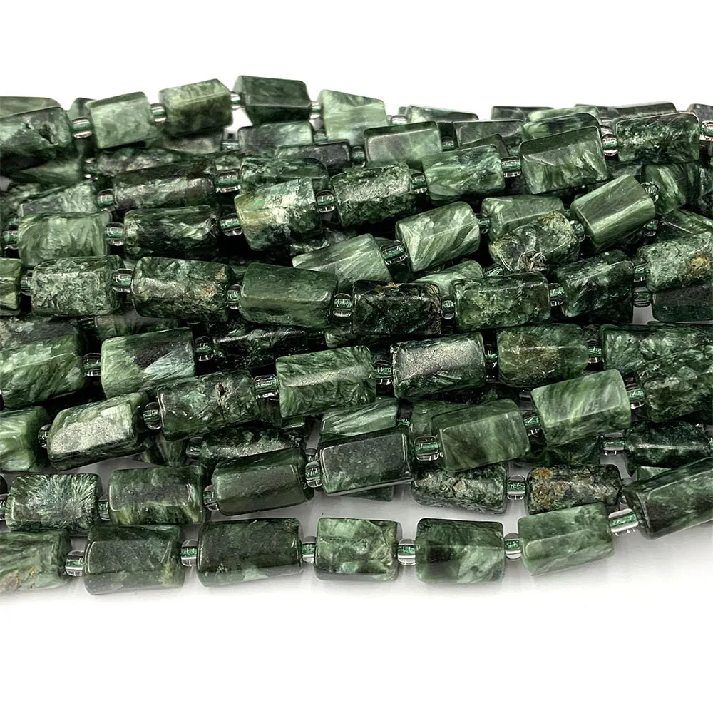 Veemake natural green six winged angel gold nugget shaped cylindrical loose light smooth necklace bracelet jewelry bead 08350 241018
