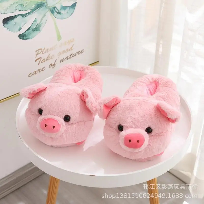 Winter Christmas reindeer fuzzy slider womens home shoes slider women warm home cute animals hamster plush slider indoor 241018