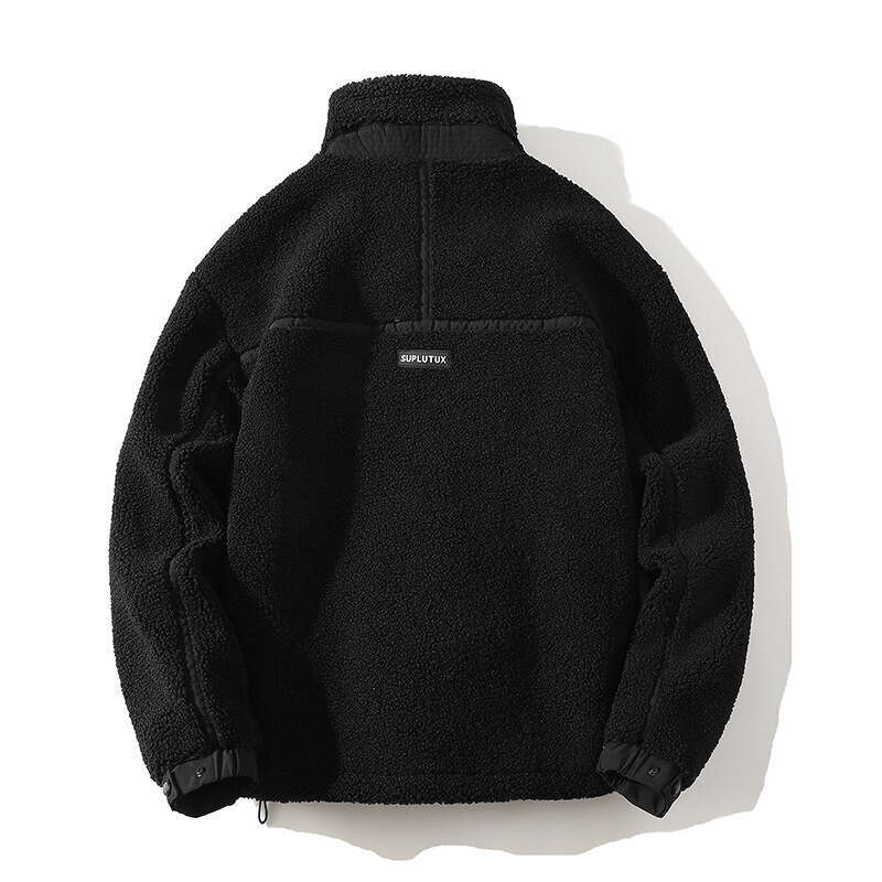 2023 Winter New Men's Casual Stand Up Collar Lamb Wool Coat Hong Kong Youth Work Colored Cotton Clothes