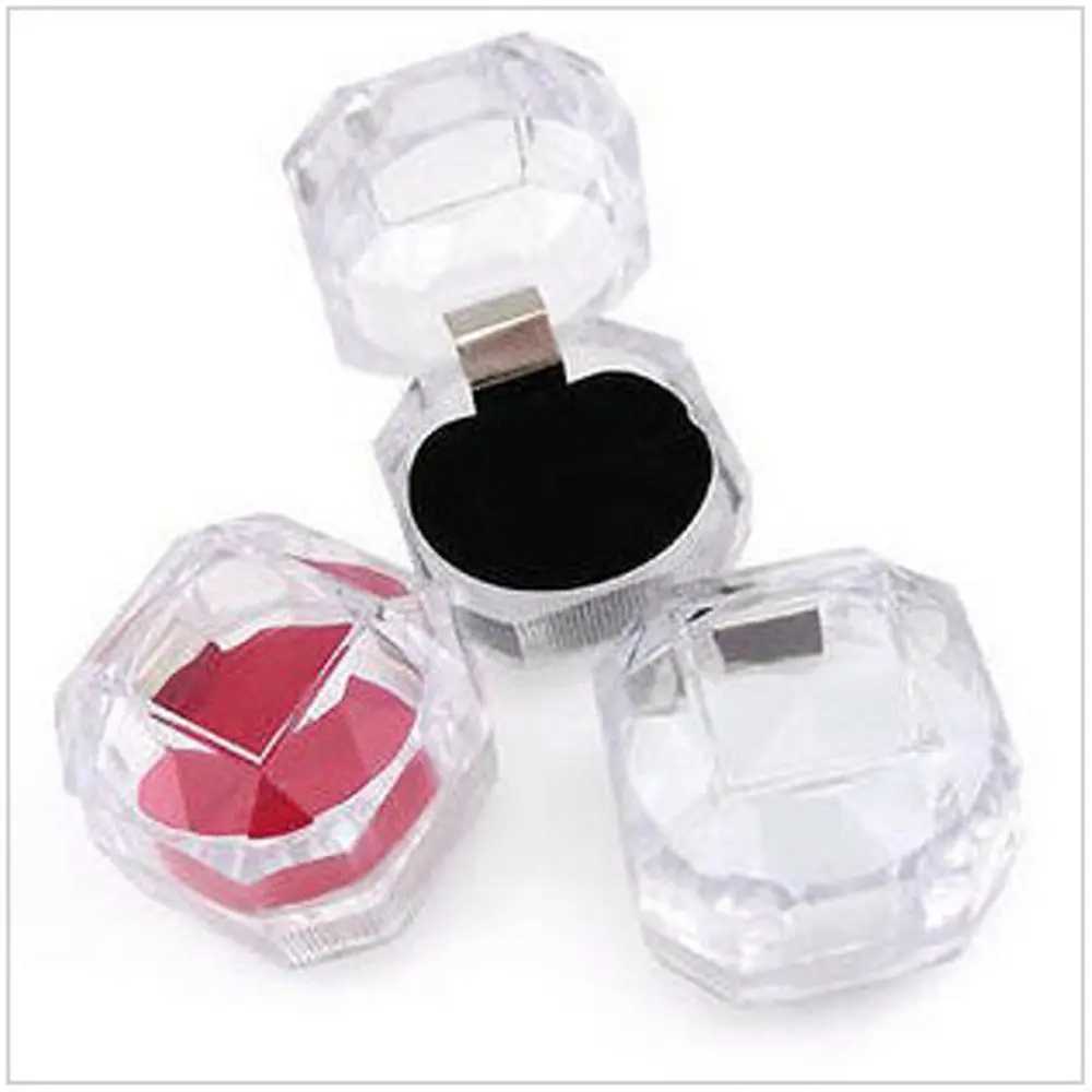 Transparent Crystal Ring Box Portable Earrings Brooch Storage Box Jewelry Storage Box W241019