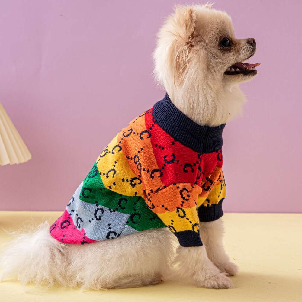 Famous Brand Designer Warm Sweater Thicken Pet Clothes Fall and Winter Dog Coat for French Bulldog Schnauzer