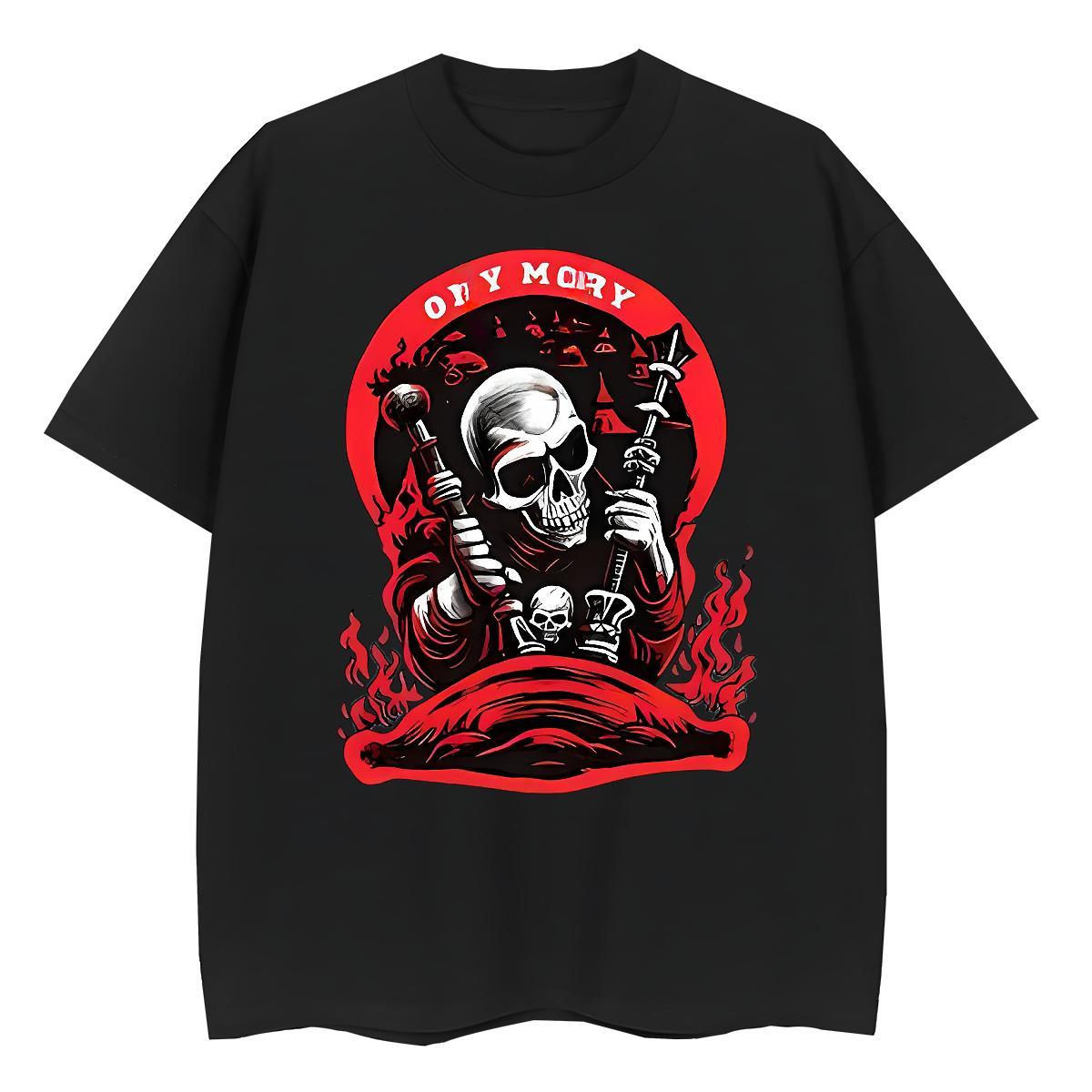 Fashion Womens T Shirts 230g Cotton O-Neck Short Sleeve Street Casual skull Woman Tshirt Unisex Cartoon Print Tshirts