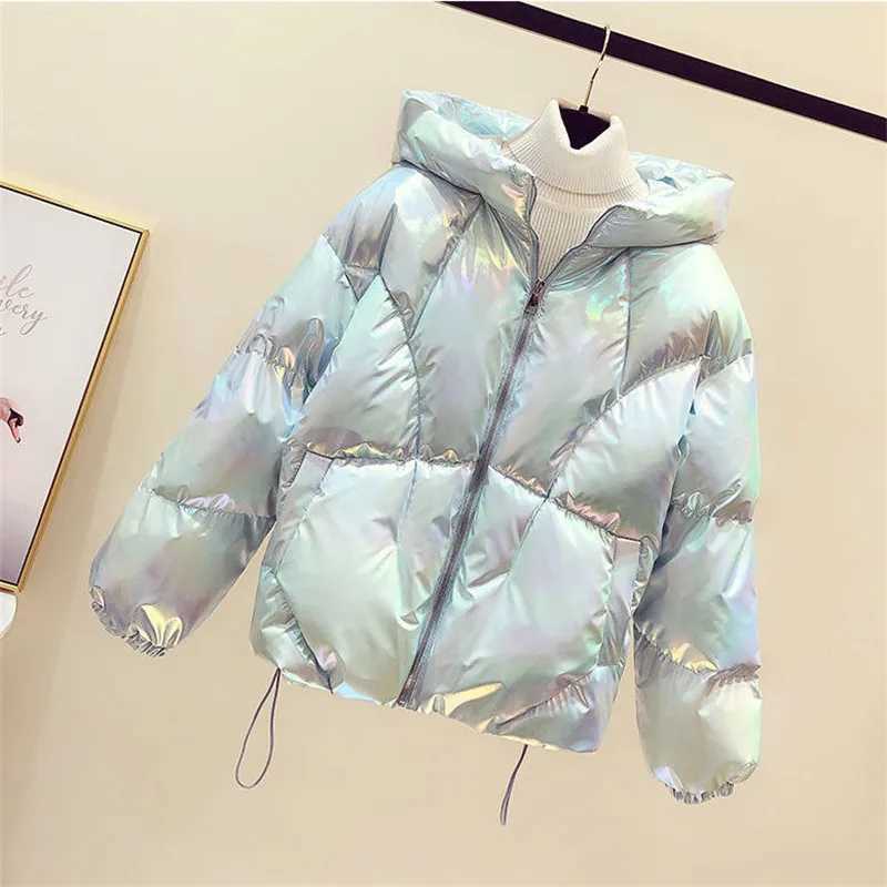 Women's Down Parkas 2023 New Winter Jacket Coats Womens Parkas Hooded Glossy Down Cotton Jacket Warm and Casual Parka Padded Cotton Coat Womens P