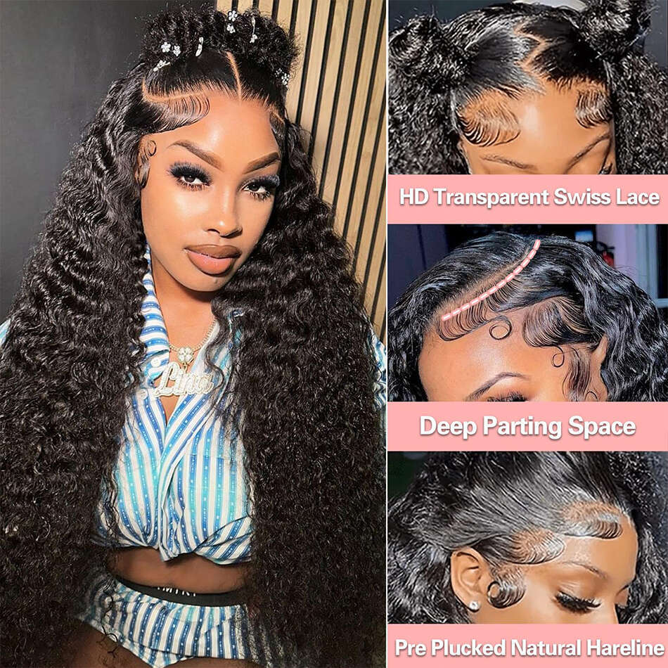 13x4 Water Wave Front Wigs Pre Plucked With Baby Brazilian Curly Lace Frontal Human Hair Wig For Women