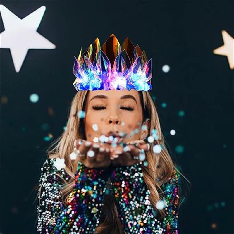 Hair Head with Luminous Crown LED Laser Hair Head with Luminous Crown Nightclub Role Playing Party Headband Hair 241018