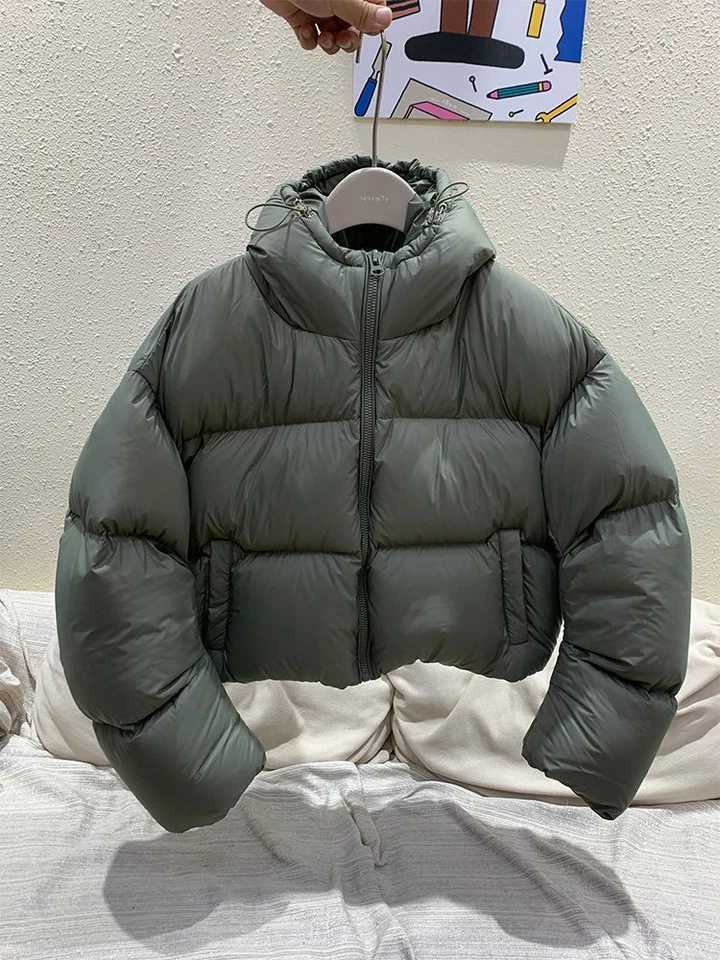 Women's Down Parkas 2024 Winter Womens Down Jacket Ultra Light Casual Jacket Womens Inflatable Jacket Short Hooded Parka Drawstring Coat Y2410190