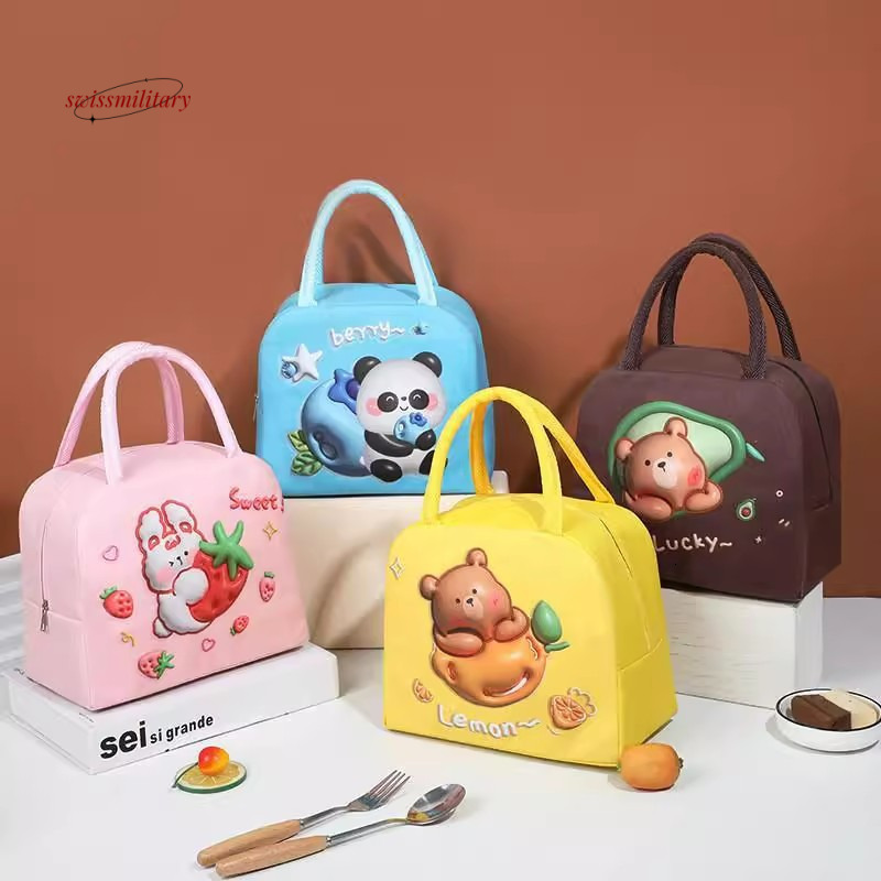 3D cartoon cute box Oxford cloth insulation office worker lunch student carry meal bento bag #3 swissmilitary