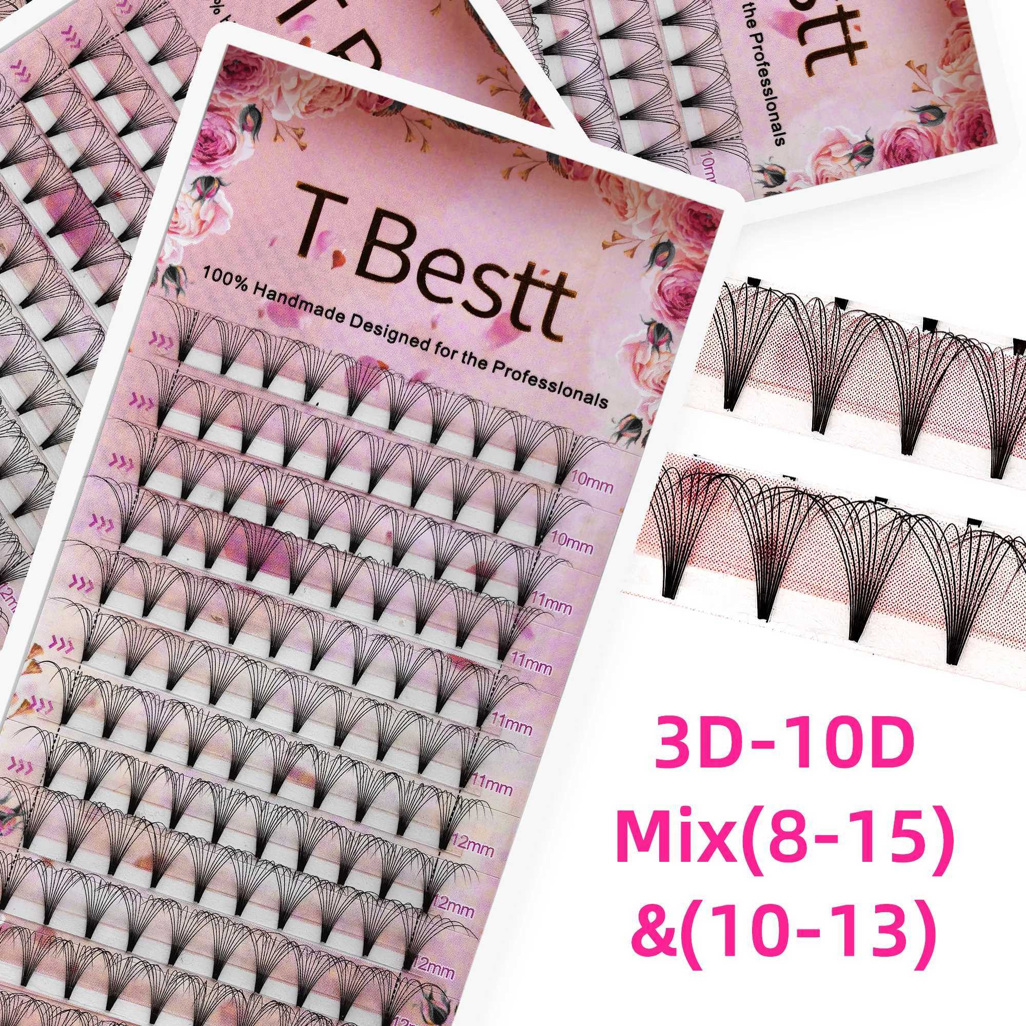 Tbestt Silk Short Stem Premade Volume Fans 8D 10D Soft Matte Russian Volume Lashes Fans Cashmere Individual Lash ExtensionsXJ241019