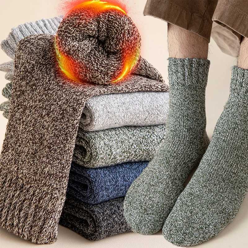 Men Merino Wool Sock Super Thick Thermal Hiking Winter Warm Boot Heavy Soft Cozy Socks for Cold Weather Plush Boots Tube SocksXJ241019