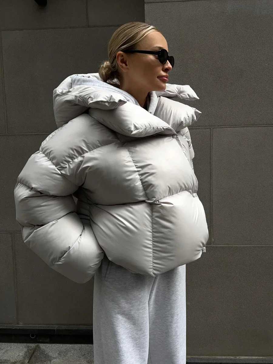 Women's Down Parkas Bornlades Quilted Jacket Womens Winter Loose Parkas Jacket Retro Bread Jacket Office Jacket Womens Warm Cotton Puff Jacket Y2