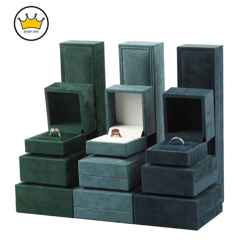 High quality PU green velvet ring pendant jewelry packaging box jewelry storage box bracelet necklace organizer gift box W241019