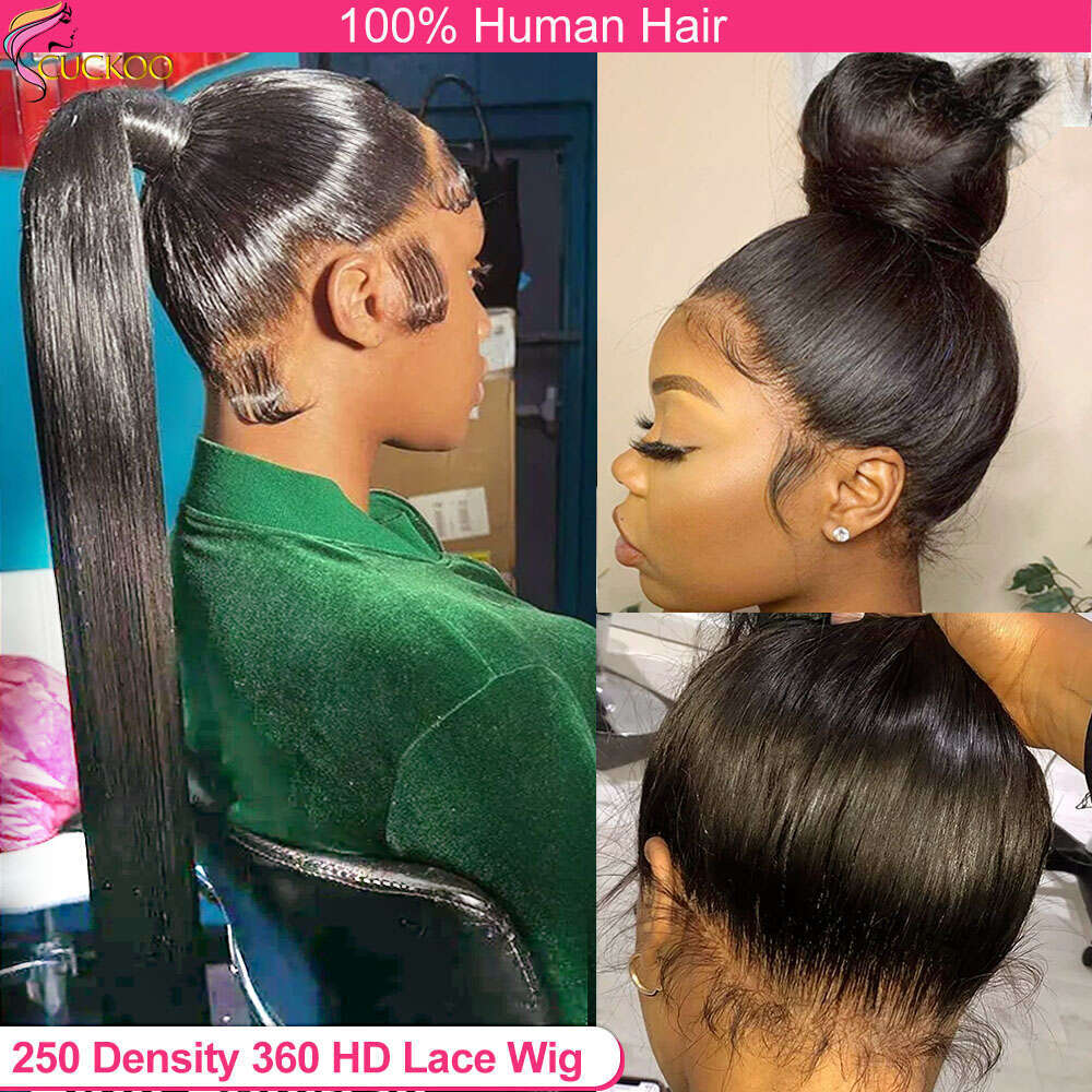 250 Density 360 Straight Full Frontal Glueless Wigs Ready To Wear 30 Inch Hd Lace Front Wig 13X6 Human Hair