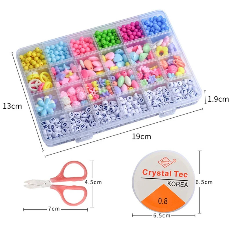 3-7mm DIY Handmade Bead Set Charm Elastic String Jewelry Making Bracelet Set Childrens Game Girl Toy 5-7-8 Years 241018