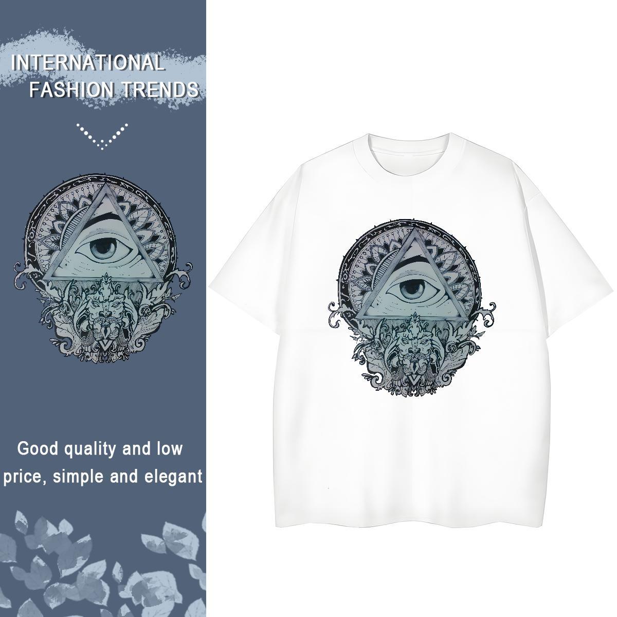 2024 Casual T-Shirts 100% Cotton 230g O Neck Short Sleeves Casual Sport eye of the devil Tshirt for Man Woman Soft White Plus Size Tee Shirt