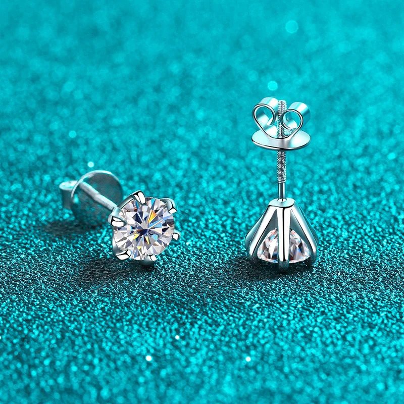 KNOBSPIN 1ct earrings suitable for womens weddings exquisite jewelry GRA s925 sterling silver plated 18k white gold stud earrings 241018